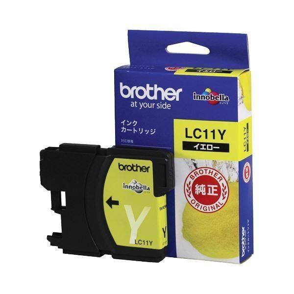 （まとめ） ブラザー BROTHER インクカートリッジ イエロー LC11Y 1個 〔×4セット〕