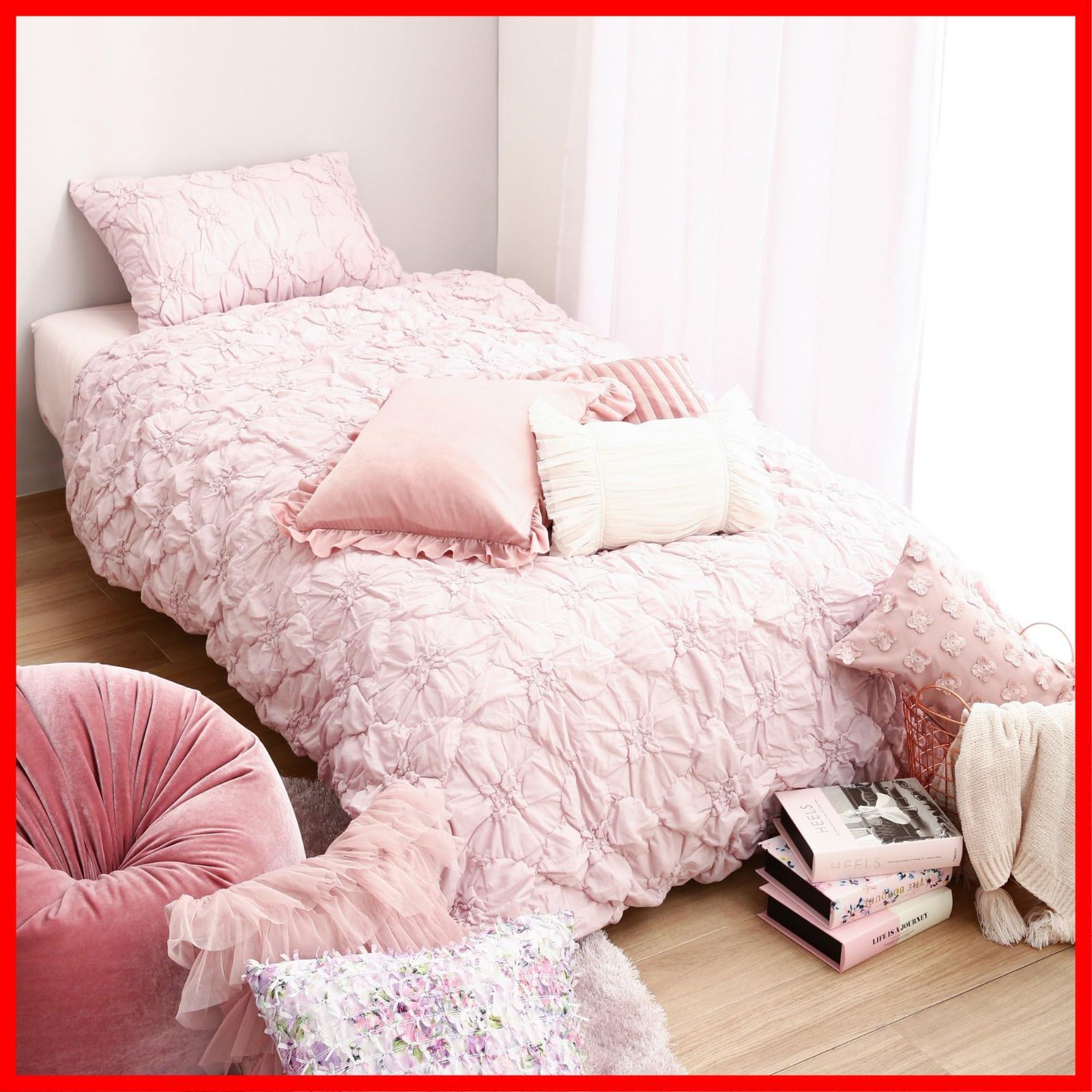 Francfranc フランフラン フラワーキルト まくらカバー 70×50cm ピンク