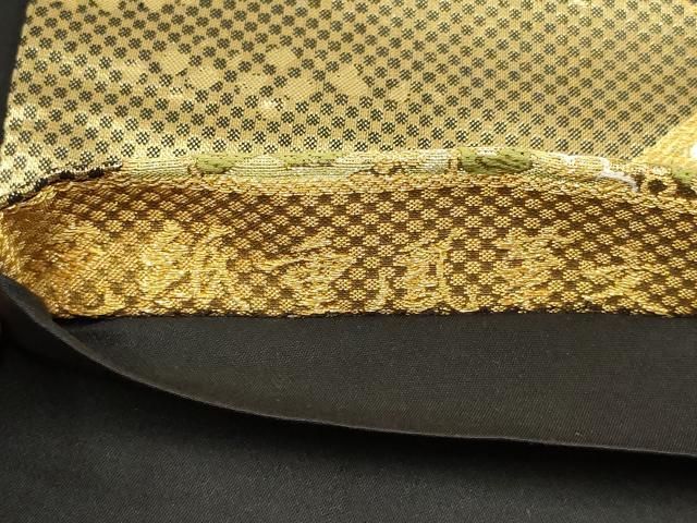 【着物と帯 時流】F241117y◇正絹 袋帯◇華紋様 高級 引箔 金糸 美品 平和屋着物◎六通柄袋帯 流水花鳥文 黒地 金糸 引箔 正絹 逸品