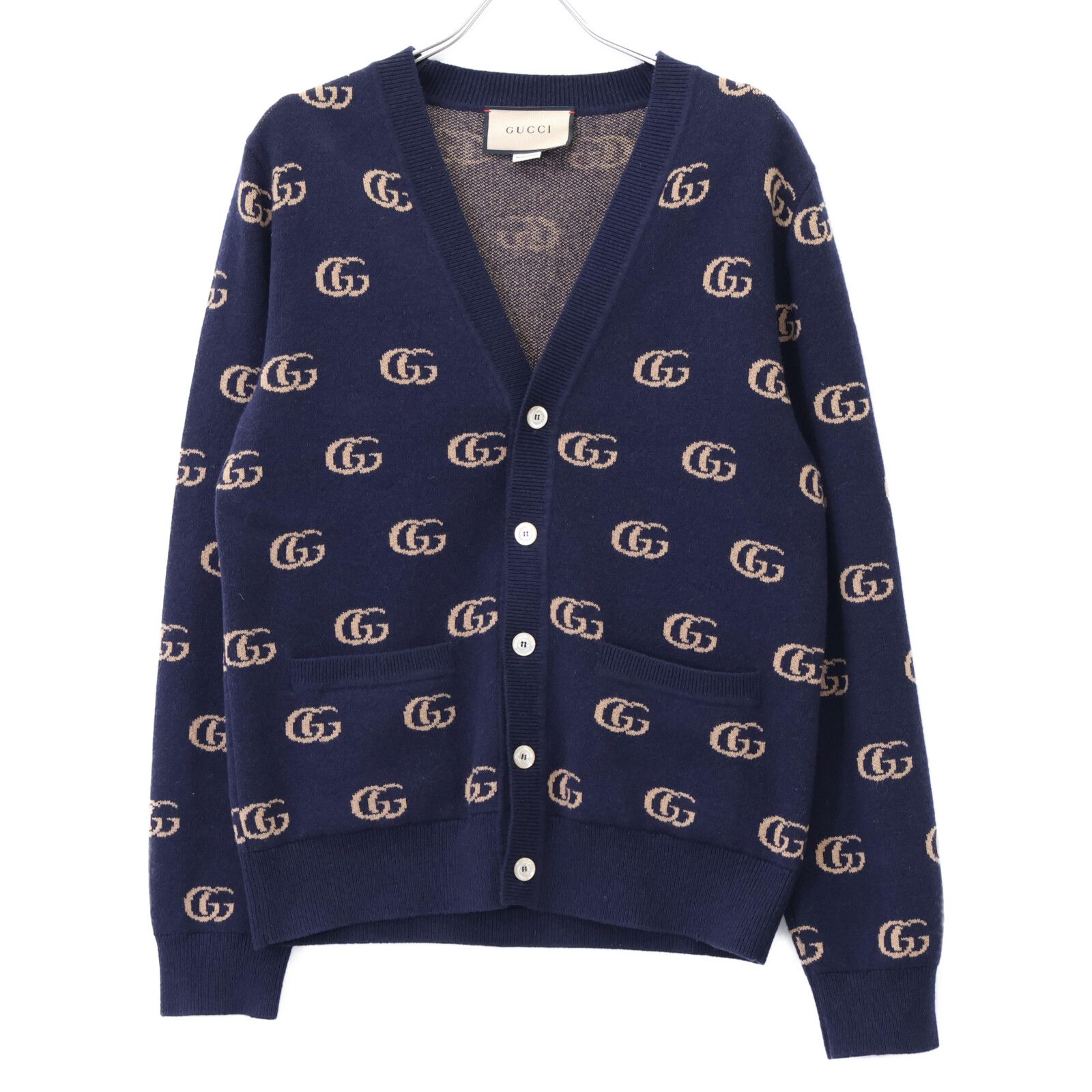 GUCCI ネイビー GGロゴ カーディガン　カシミア　ジャガード GUCCI ネイビー GGロゴ カーディガン カシミア ジャガード 【公式通販】