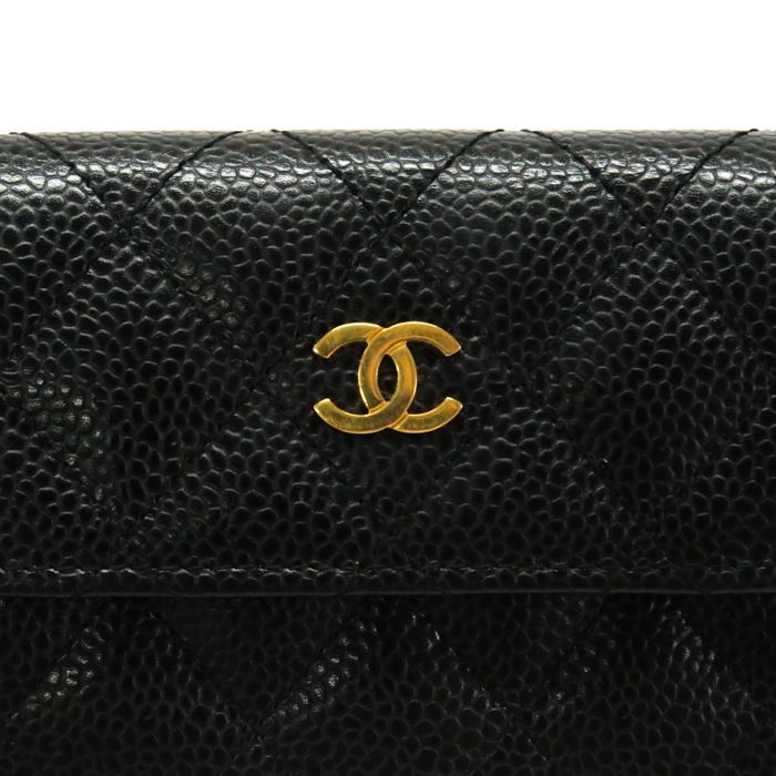 シャネル CHANEL マトラッセ カードケース キャビアスキン (レザー) GD