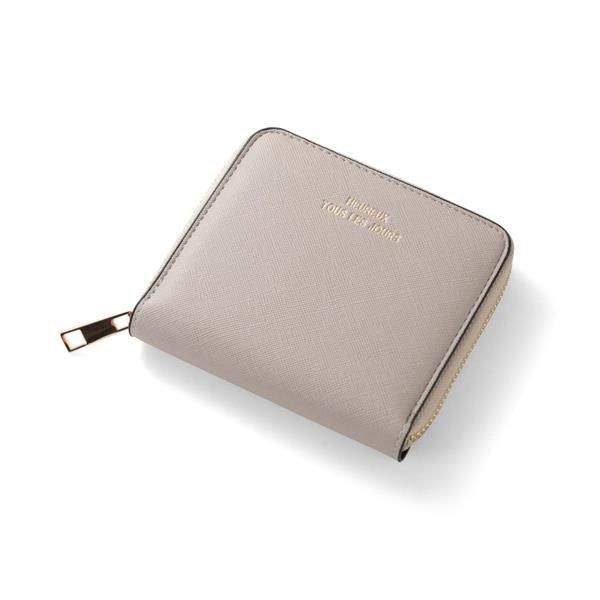 充実の品 グレージュ [ナル] シンセティックレザー ラウンド ファスナー 小物
