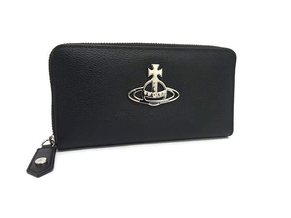 Vivienne Westwood ヴィヴィアンウエストウッド オーブ レザー ラウンドファスナー 長財布 ブラック系 FG3857