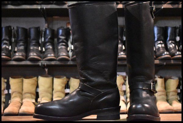 13EE PT83 黒タグ Chippewa チペワ 27909 エンジニア ブラック 黒 スチールトゥ ロング ビブラム ブーツ HOPESMORE FD112