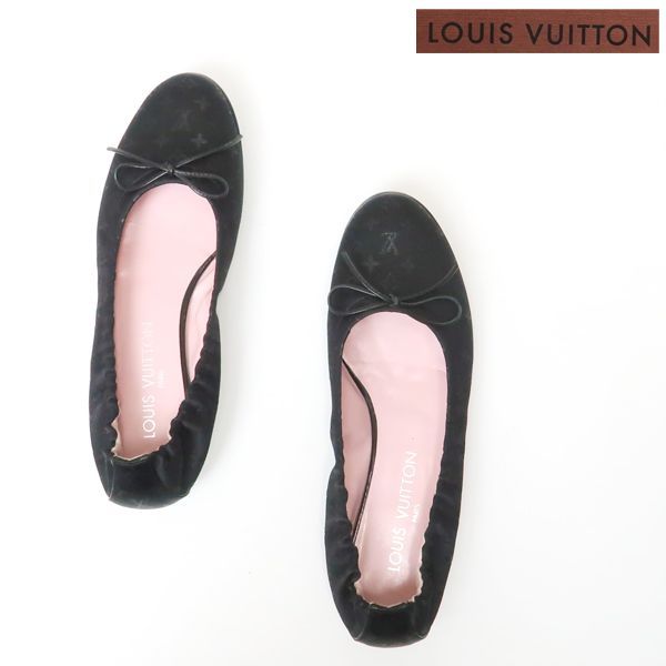 美品★ルイヴィトン モノグラム バレエシューズ フラットシューズ サイズ36 LOUIS VUITTON バレエシューズ モノグラムサテン #36 ブラック