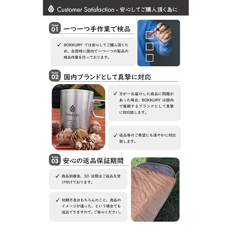 BOKKURY (ボックリー) 寝袋 シュラフ 冬用 人工 ダウン ワイド 最低使用温度 -10度 (ブラウン) 0