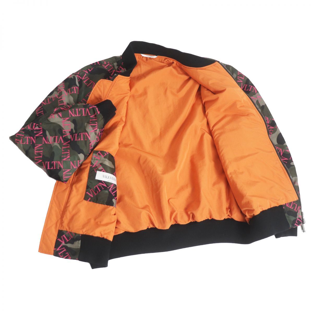 美品□19SS VALENTINO/ヴァレンティノ VLTNロゴ カモフラ柄 WZIP