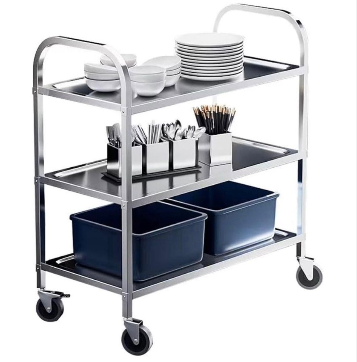 サービスワゴン 3段 幅85×奥行き45×高さ90 cm 業務用 耐荷重150 kg