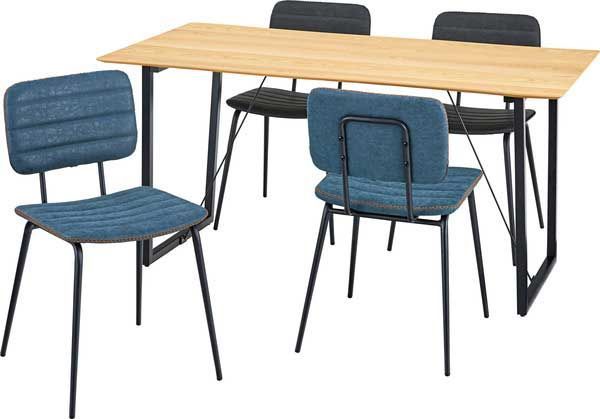 ２脚セット ソフトレザーのダイニングチェア W45.5×D51×H78×SH46cm No.10 ネイビー