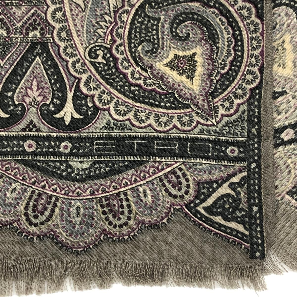 ETRO エトロ ストール 130×40㎝/ペイズリー/ウール×シルク