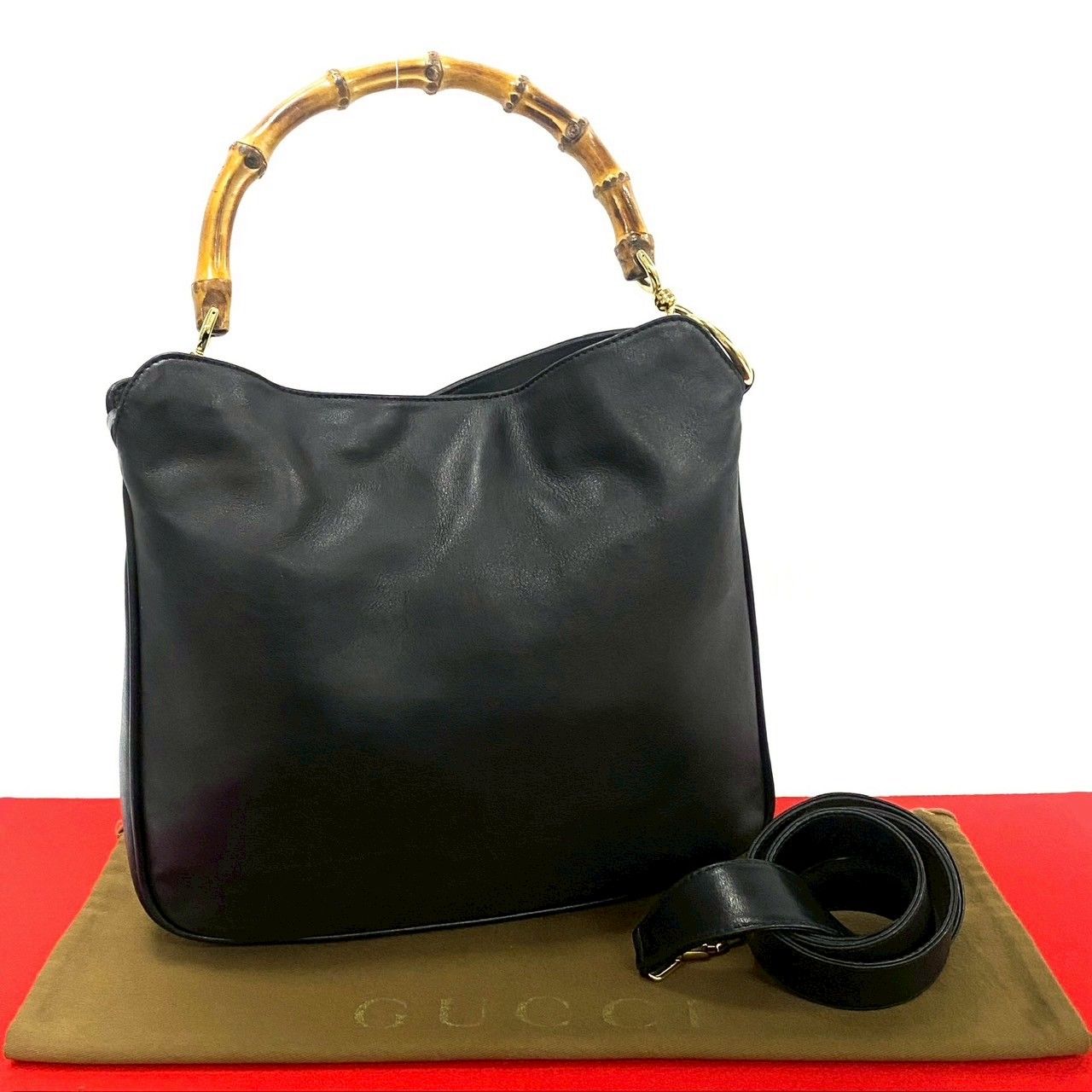 極 美品 GUCCI グッチ オールドグッチ ヴィンテージ バンブー レザー 