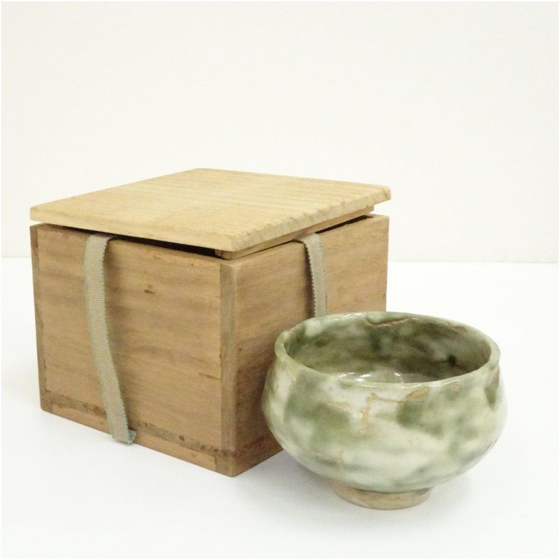 作家物 緑釉茶碗（保護箱） 茶道 抹茶 おしゃれ 抹茶茶碗 抹茶碗 和