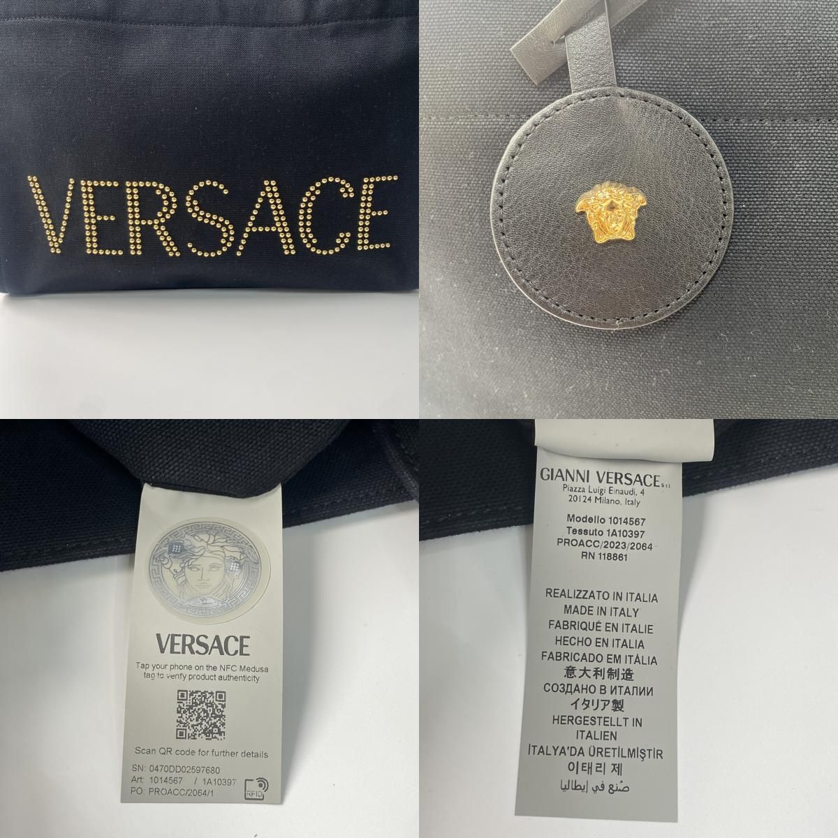 未使用 ヴェルサーチェ ヴェルサーチ VERSACE レディース スタッズロゴ