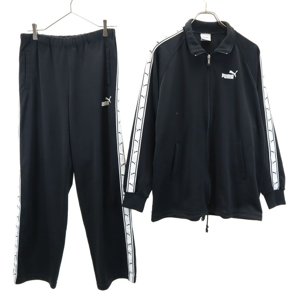 プーマ 日本製 長袖 トレーニングジャージ 上下 セットアップ M ブラック PUMA フロントジップ メンズ 古着 【240419】