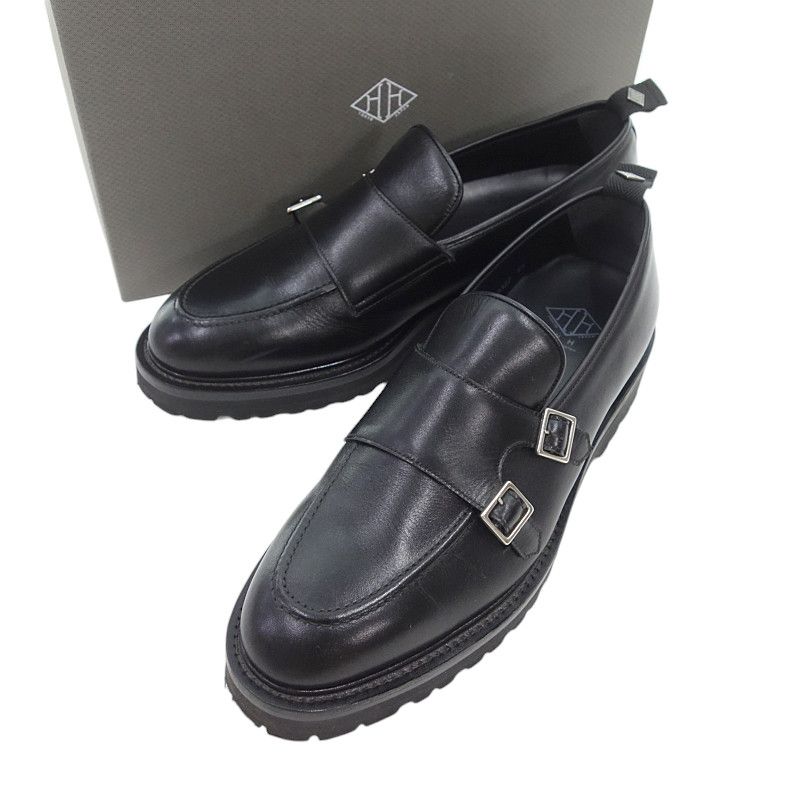 WH ダブルエイチ ダブルモンクストラップシューズ ブラック WH(ダブルエイチ) ダブルモンクストラップシューズ/ブラック 干場 干場