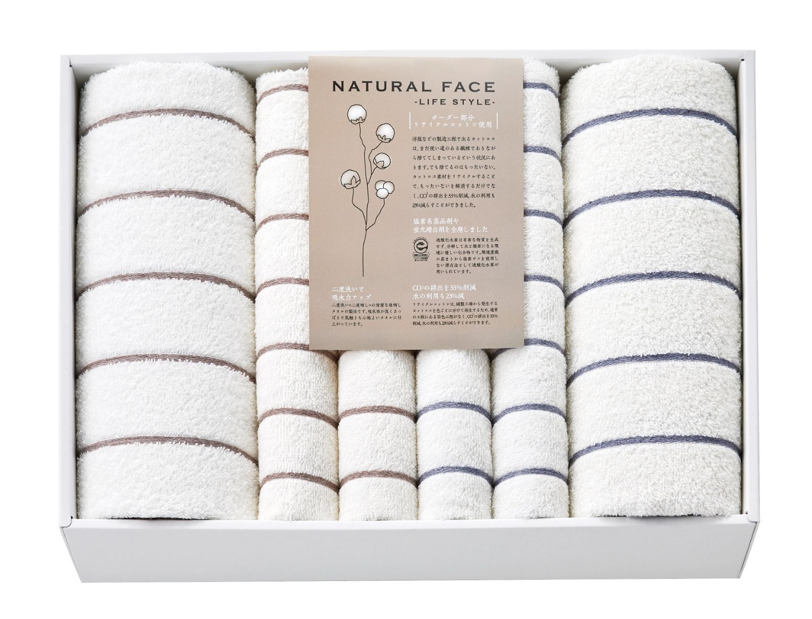 ナチュラルフェイス ボーダータオルセット