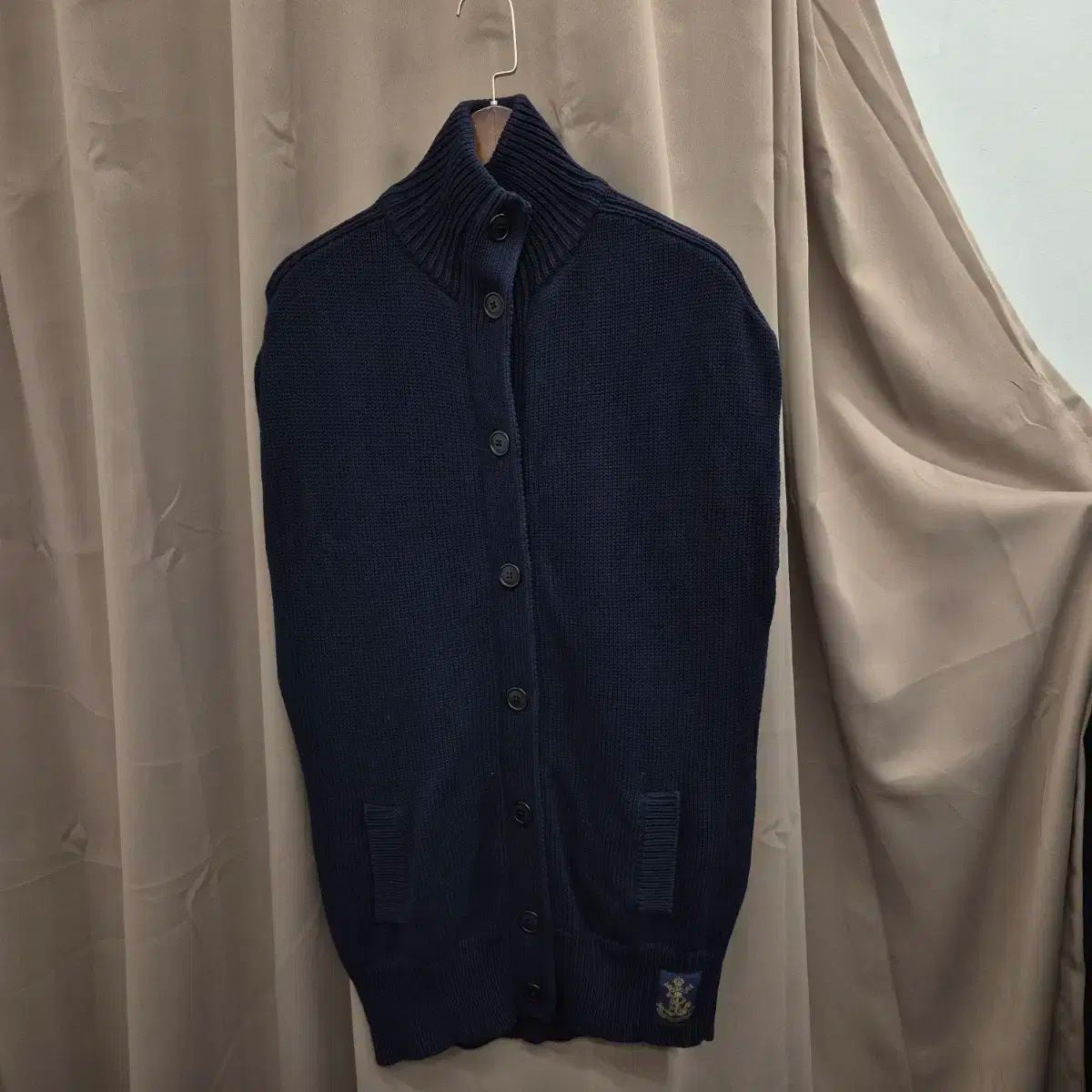 ポロジーンズ ネイビー ロング ニット ベスト