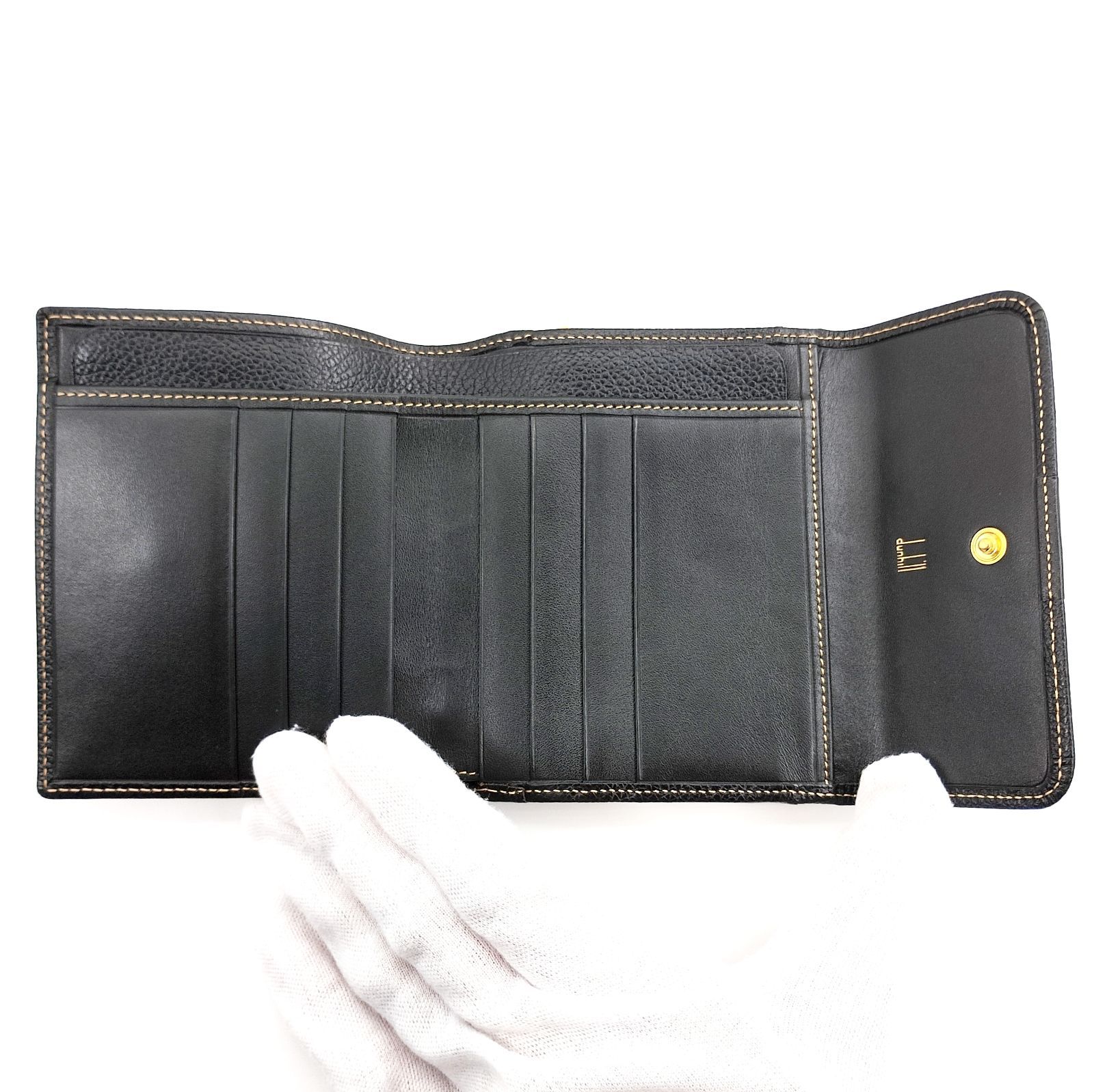 未使用品】Dunhill がま口財布 コンパクトウォレット 本革 ブラック 