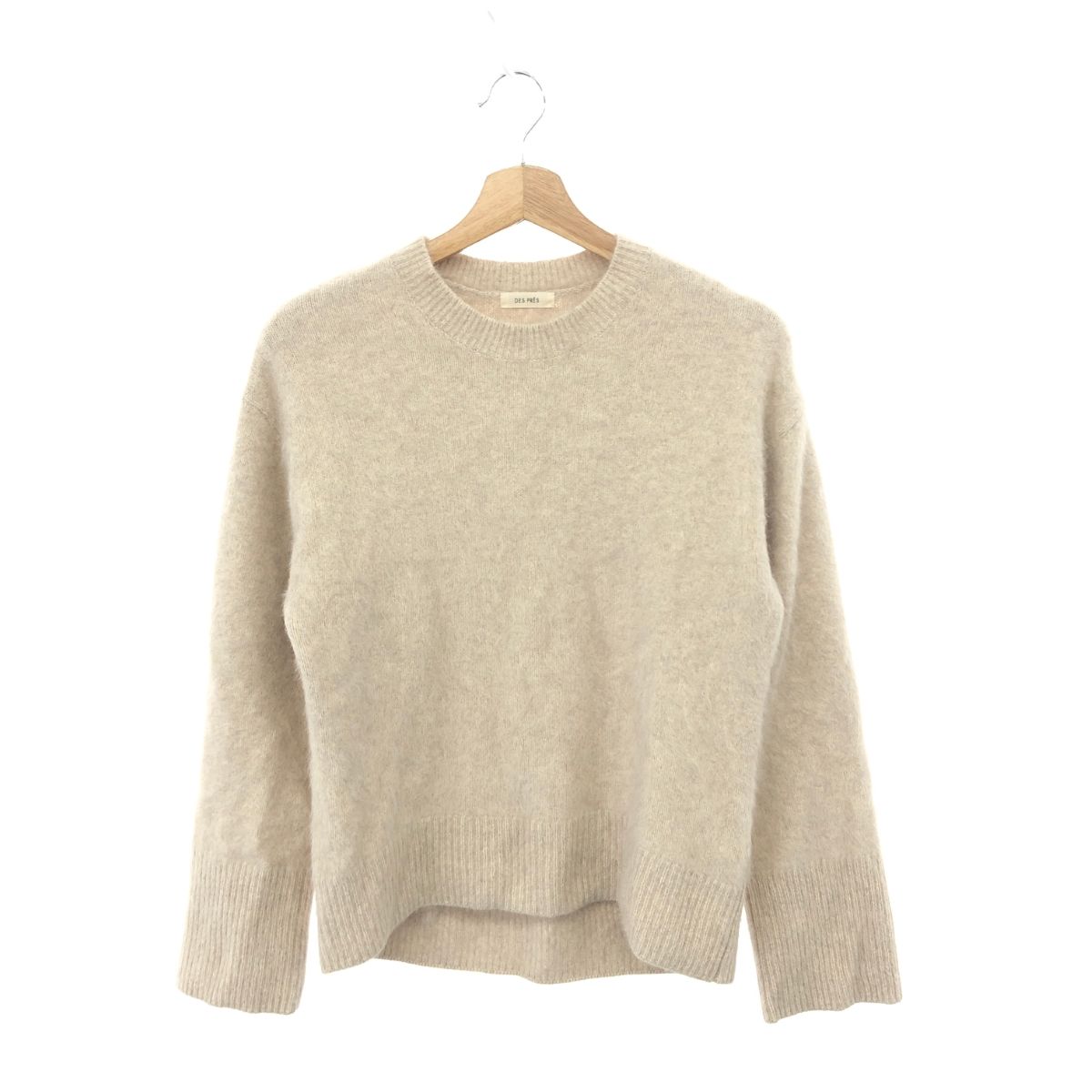 DES PRES デプレ フォックスカシミヤクルーネックプルオーバー ニット サイズ F 22-02-24-02305 ベージュ レディース 240001140782