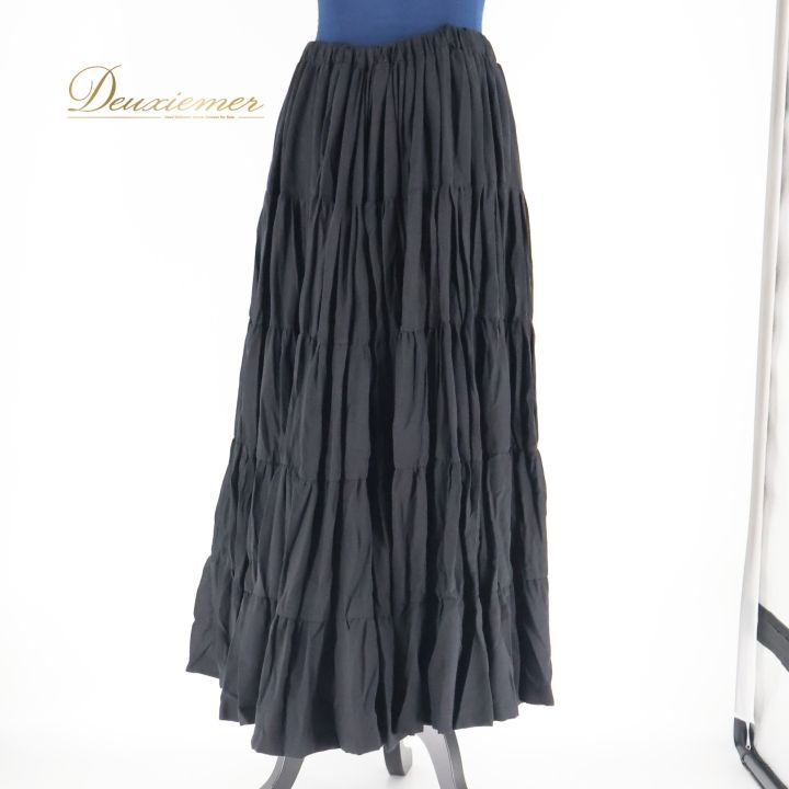 ベリーダンス 衣装 ジプシースカート ブラック系 ロング フリル 大きく広がる裾 黒 無地 シンプル コスチューム 発表会 舞台 イベント フェス テーマパーティー おしゃれ ダンスコスチューム カジュアル ウエストゴム ルーズシルエット LLC-HASEGAWATOSO_COM