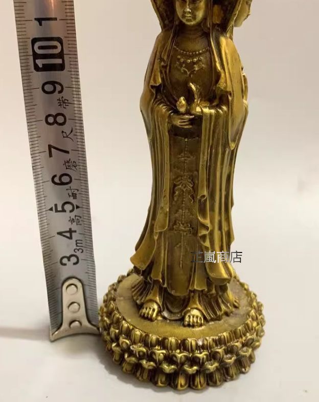 仏教美術 三面観音菩薩仏像 銅製 仏像 彫刻 置物 開運 風水 地蔵 菩薩 観音 弥勒仏 銅製 仏像 彫刻 取組み 置物 開運 風水