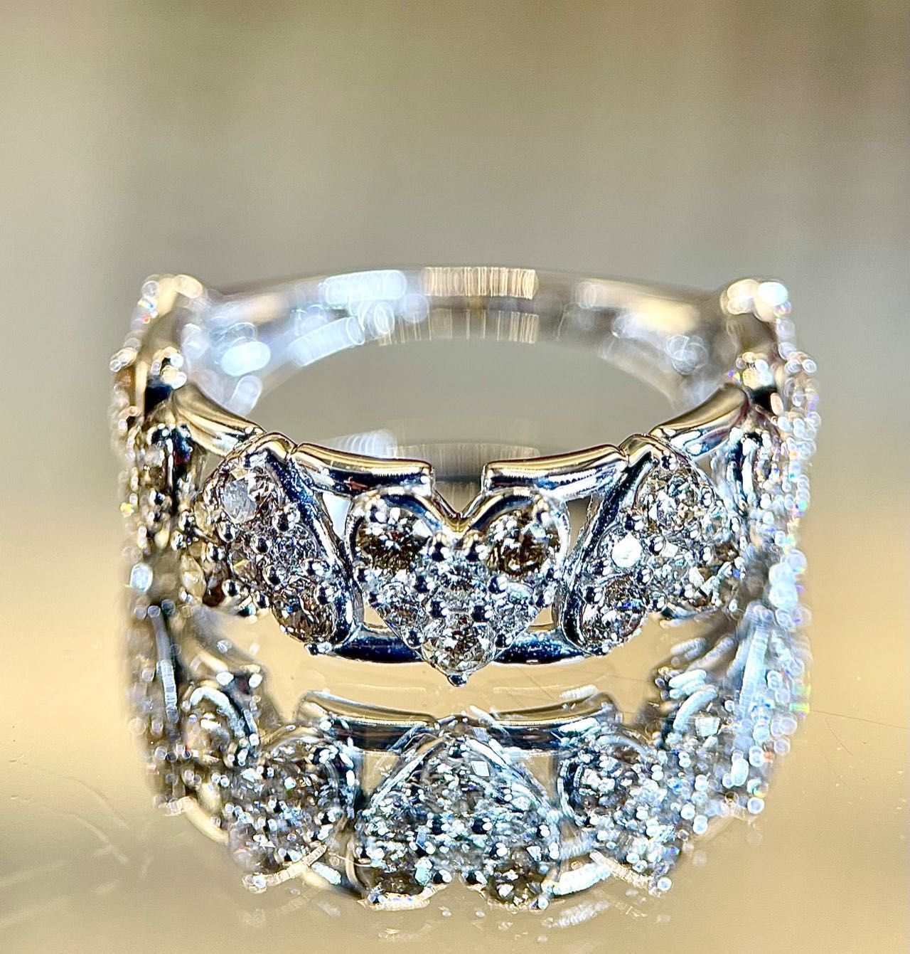 K18wg 天然 ダイヤモンド 0.35ct サイズ調節可能 ダイヤ リング 【公式 