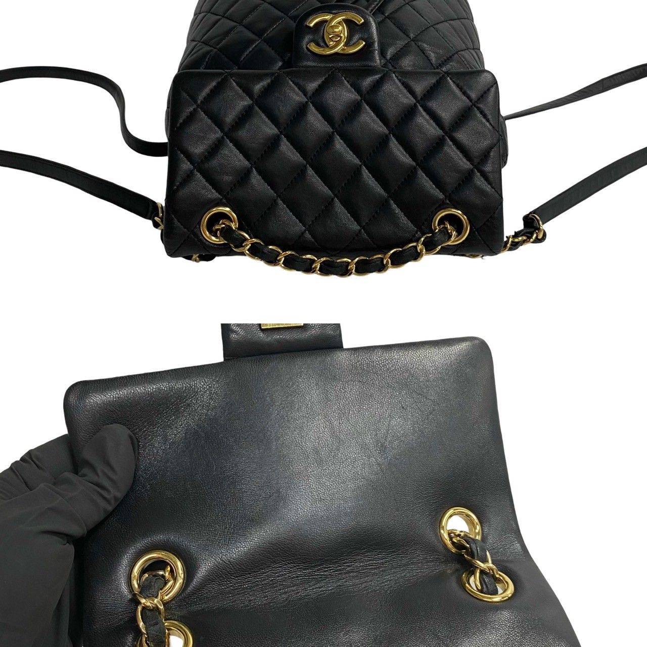 シャネル ココマーク マトラッセ ラムスキン バックパック CHANEL - 未使用品 CHANEL シャネル マトラッセ ラムスキン ココ