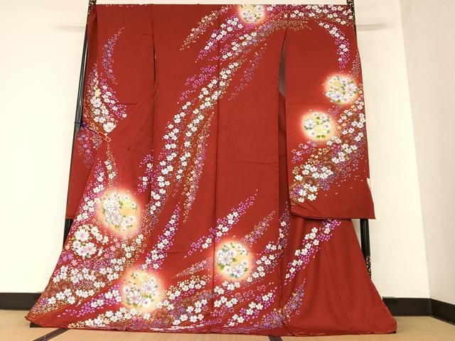 平和屋着物□豪華振袖 駒刺繍 吉祥飛鶴花文 暈し染め