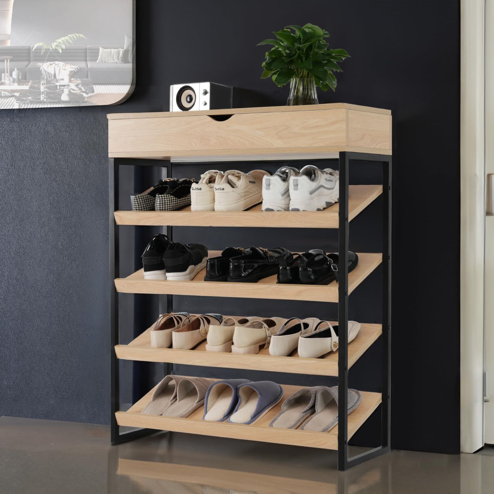 通気性抜群 ワイド 防臭 大容量 おしゃれ 収納 北欧 靴箱 NA 2個セット