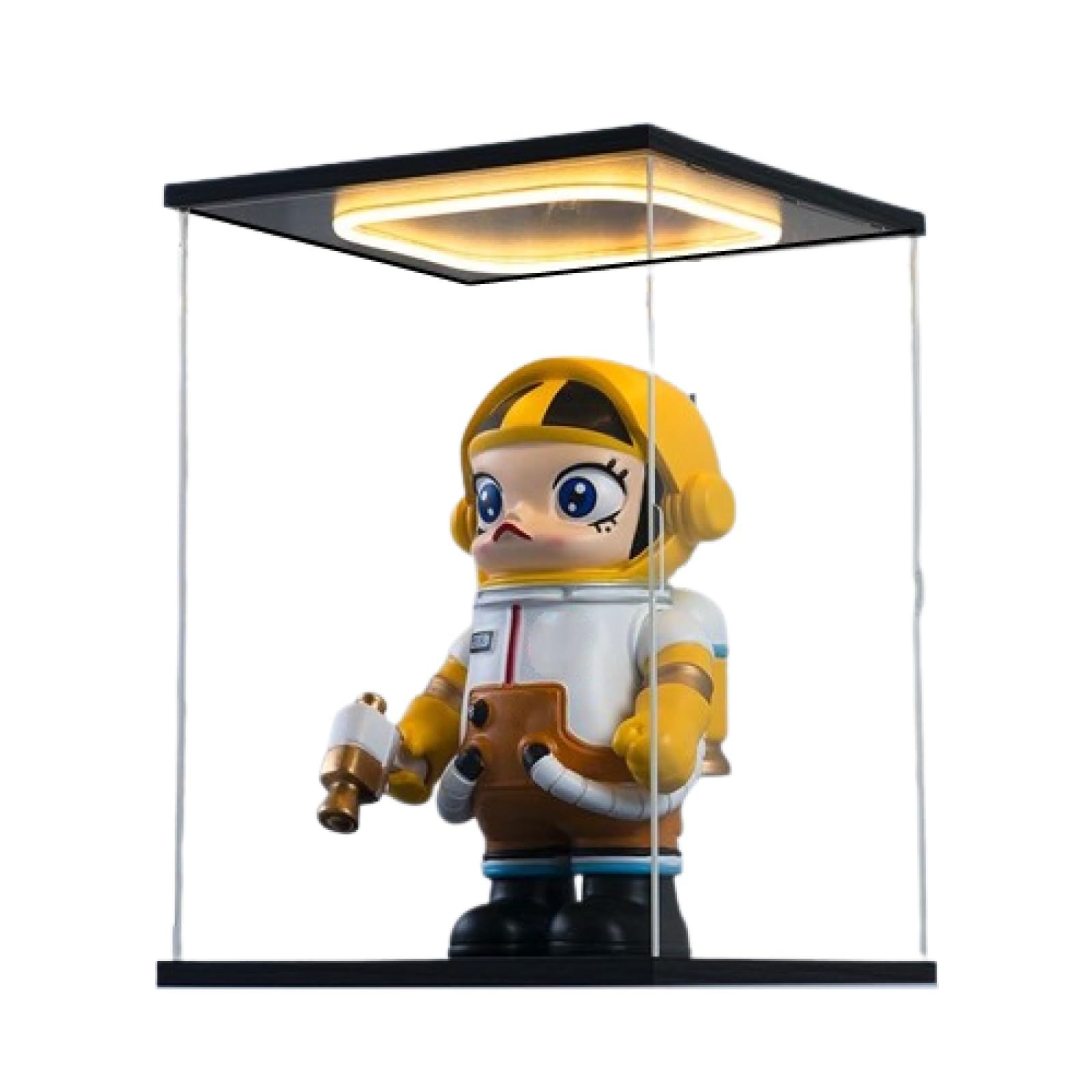 LED照明付き フィギュアケース アクリルケース コレクションケース 透明 ディスプレイケース 大型 ショーケース 組み立て簡単 頑丈 汚れ防止 手袋 クリーニング クロス付き 幅30X奥行20 高さ20