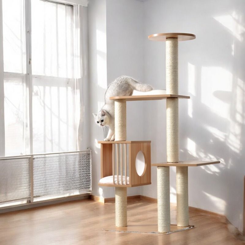 屋内猫用の安全でスタイリッシュなペットプレイハウス