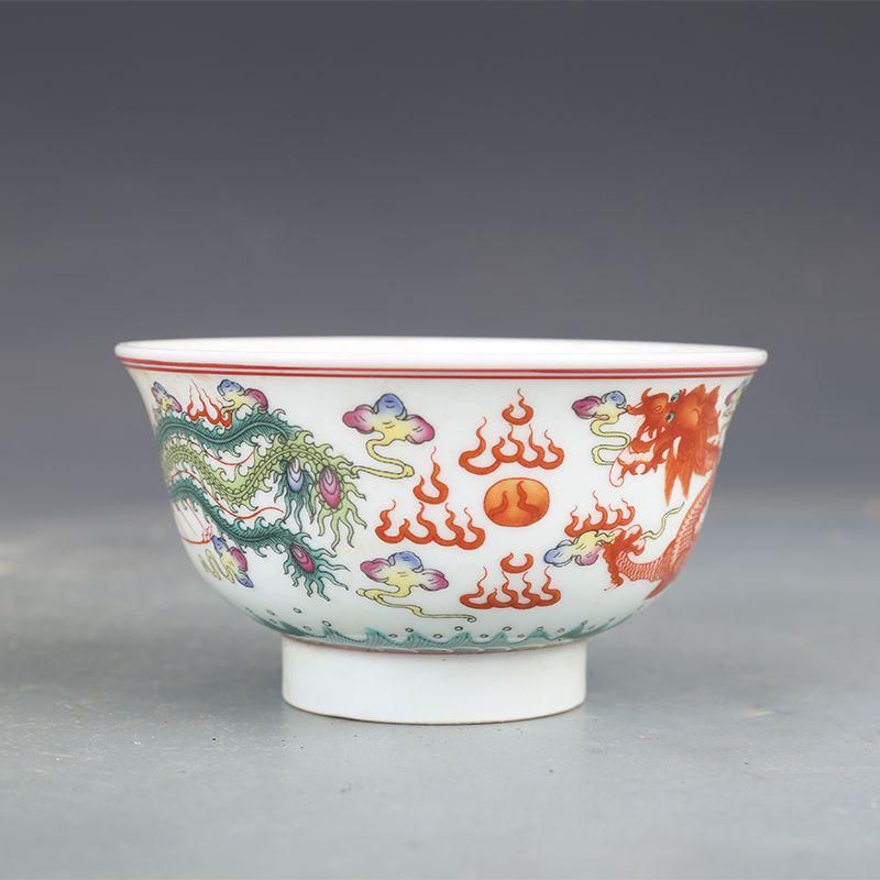 粉彩龍鳳紋碗 中国 景徳鎮 煎茶道具 湯呑茶碗 陶磁器 - メルカリ