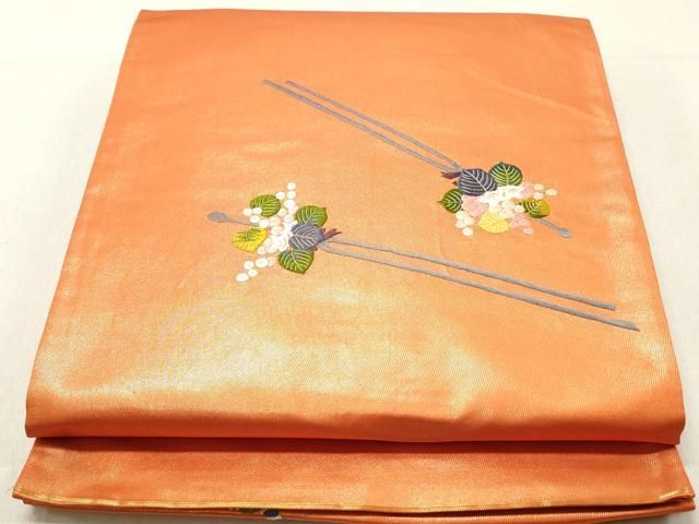 KP01刺繍にこだわる正絹ビンテージ袋帯 袋帯 中古 リサイクル 正絹 フォーマル 六通 汕頭刺繍 スワトウ