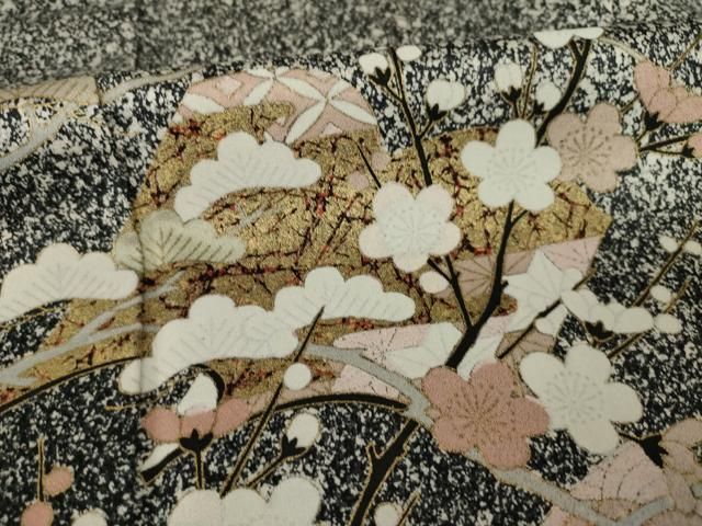 平和屋着物●訪問着　枝花文　黒地　金彩　正絹　逸品　AAAZ4782ck 平和屋着物○訪問着 枝花文 黒地 金彩 正絹 逸品 AAAZ4782ck 平和屋