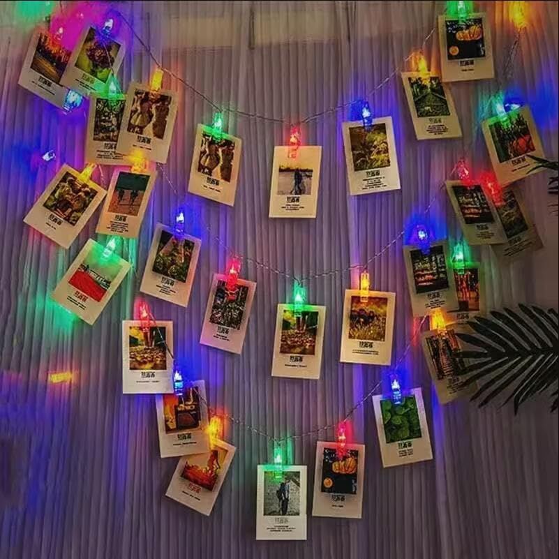 カラフルなクリップ 写真壁 背景壁 告白シーンのレイアウトに適用 祭りシーンの配置 室内灯 高輝度色の変更飾り灯 USB 自動変色 LEDフォトクリップランプストリング