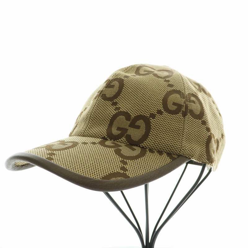 グッチ GUCCI ジャンボGG 帽子 キャップ ジャガード レザー ロゴ