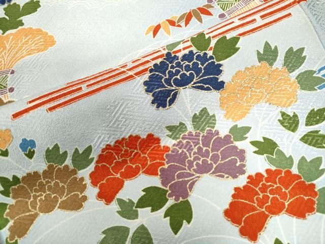 平和屋着物○訪問着 刺繍 霞風景草花文 暈し染め 正絹 逸品