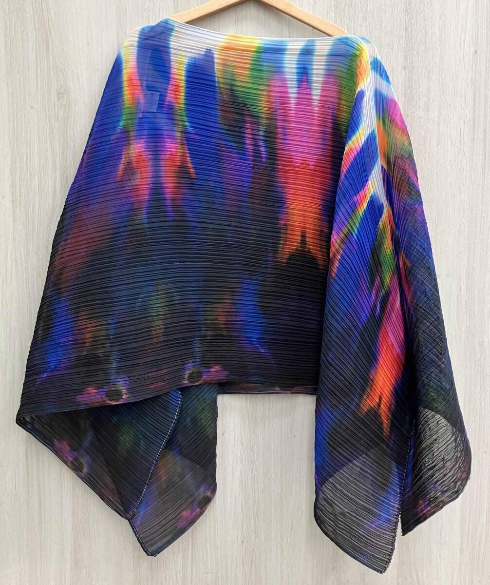 PLEATS PLEASE プリーツプリーズ ポンチョ 羽織り マルチ 総柄 レディース サイズフリー