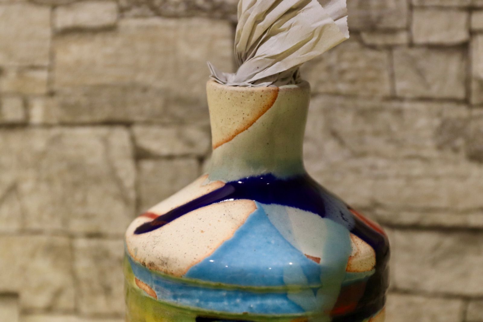 丹文窯 Tanbungama ウォーターボトル 丹波立杭焼 ミャクミャク模様 花瓶 フラワーベース