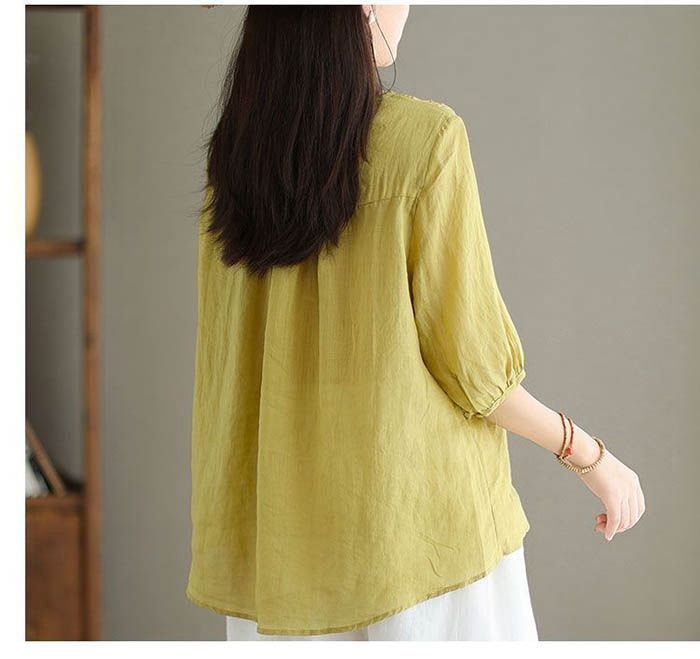 Tシャツ レディース 春夏 40代 綿麻Tシャツ きれいめ Vネック 無地 五分袖 ゆったり カジュアル Tシャツ オフィス ロング丈Tシャツ おしゃれ 韓国風 綿麻 2色 Tシャツ レディース 春夏 40代 綿麻Tシャツ きれいめ Vネック