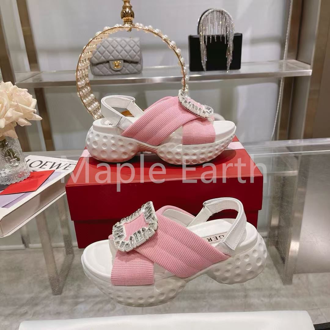 Roger Vivier ビジュー付きサンダル ピンク 37 ロジェヴィヴィエ Y181