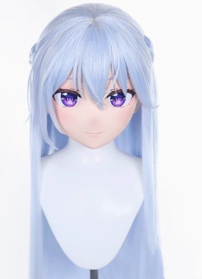 全頭マスク カツラ付き ロック付き NO.223 フルマスク ドール ヘッドロリータ人形 コスプレ 変身 仮装 着ぐるみ 二次元美少女