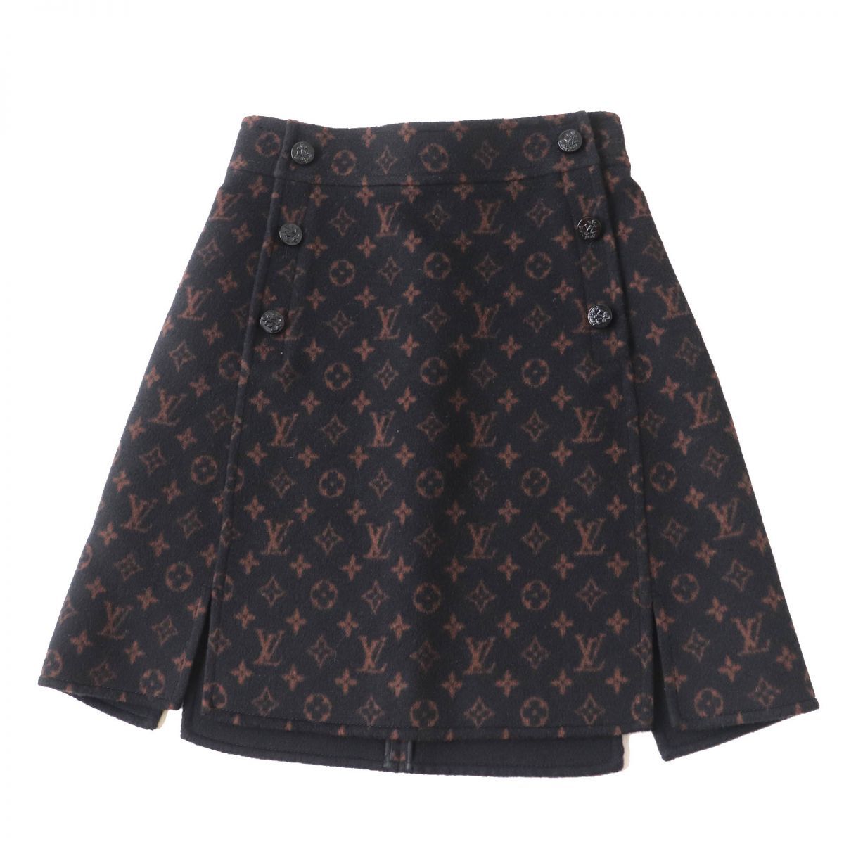 【極美品】LOUIS VUITTON ルイヴィトン　モノグラム　シルクスカート 極美品】LOUIS VUITTON ルイヴィトンモノグラムシルクスカート