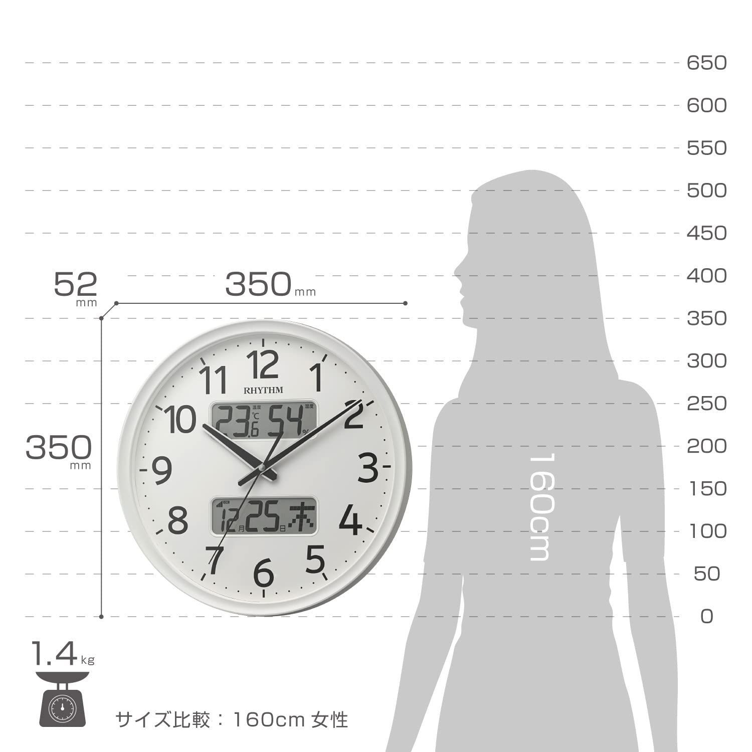 色: ホワイト】リズムRHYTHM 掛け時計 白 Φ35x5.3cm 電波 ア - メルカリ