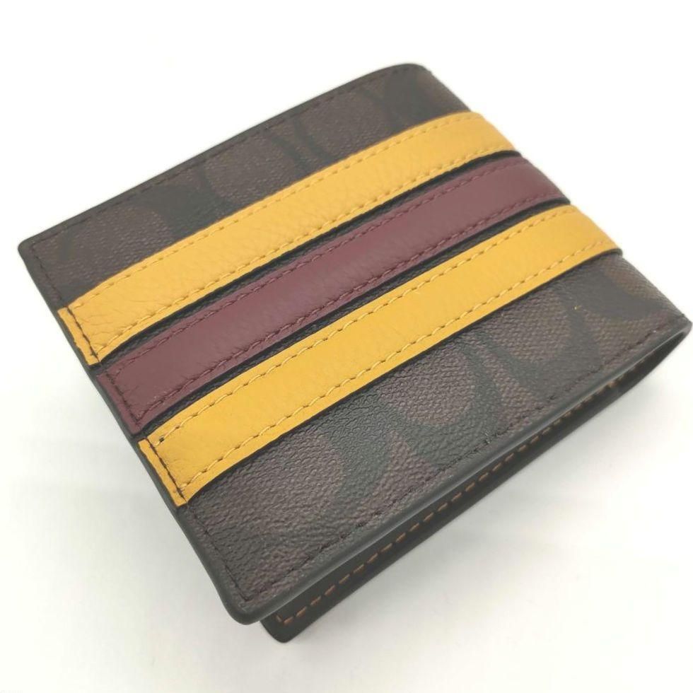 COACH コーチ 日本未発売 シグネチャー メンズ折り財布 パスケース付 3008