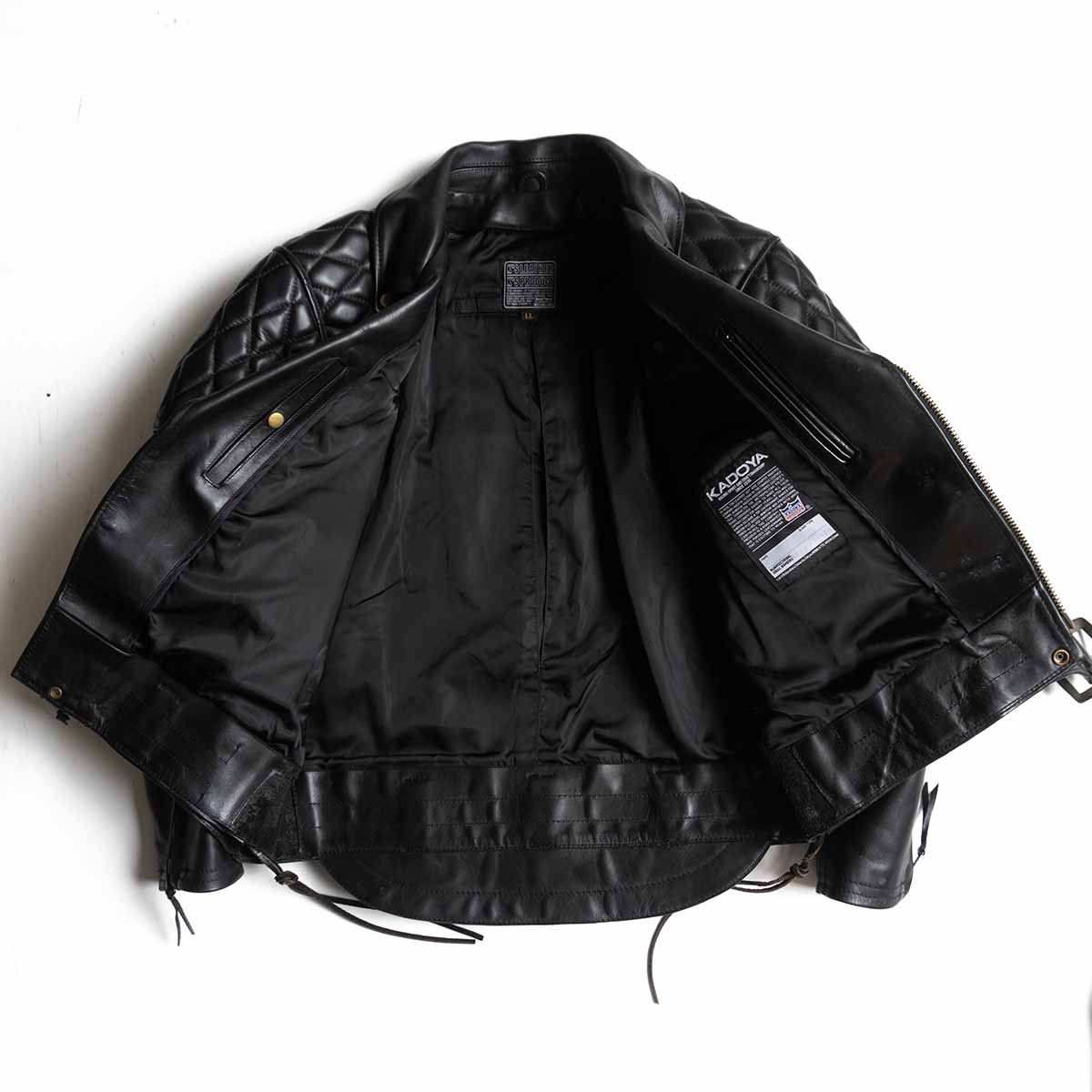 【サイズＬＬ】KADOYA　ダブルライダース　K'S LEATHERブラック KADOYA K'S LEATHER ダブルライダースジャケット LLブラック カドヤ