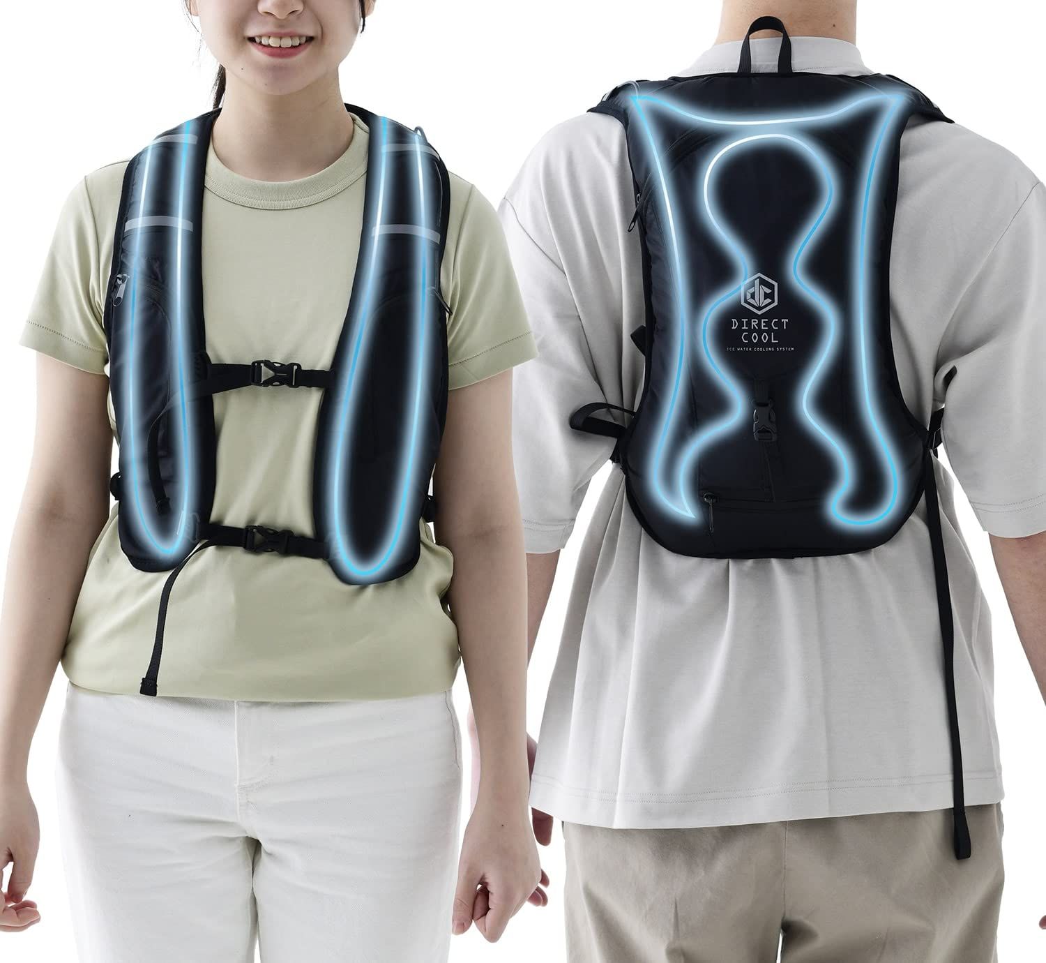 山善 冷水服 水冷服 DIRECTCOOL バッテリー付き フリーサイズ 水冷ベスト ペットボトルクーラー DC-B02S B ブラック ブラック c 2025年モデル 電池容量 5200mAh