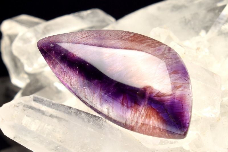 インテリア小物 【１点物】AAAAA☆内包の宝庫 エレスチャルアメジスト(ゲーサイトインアメジスト) 26x14mm リーフ ルース パワーストーン 天然石 _PC2459