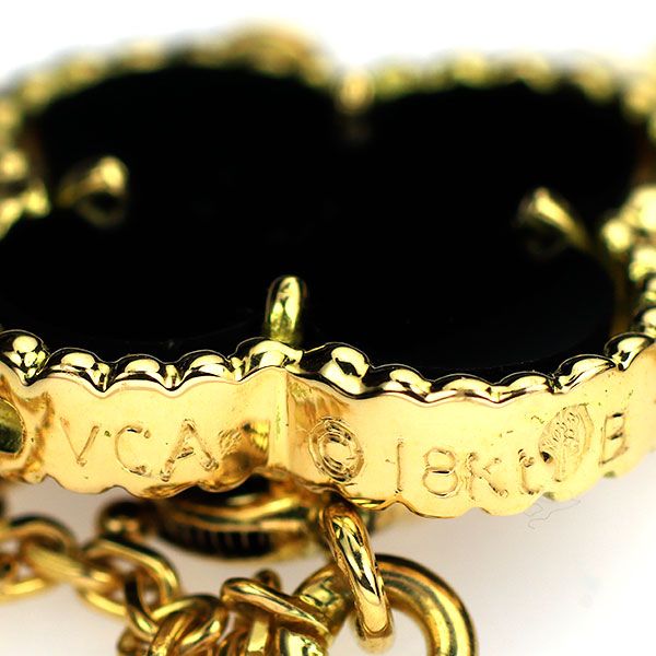ヴァンクリーフ 18kt 旧型 アルハンブラ ネックレス オニキス ヴィンテージ ヴァンクリーフ＆アーペルヴィンテージ アルハンブラ 旧型