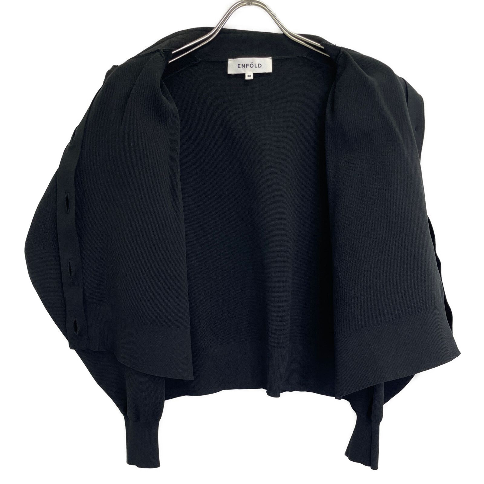 ♪yrk♪ 様　エンフォルド ENFOLD エンフォルド 24年 ﾌﾞﾗｯｸ TUCK CARDIGAN ﾀｯｸｶｰﾃﾞｨｶﾞﾝ 38